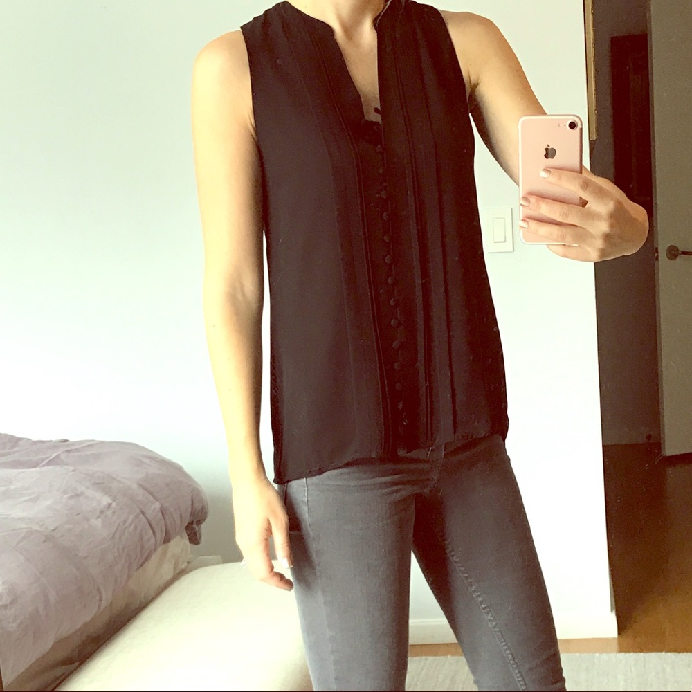Tuxedo style black blouse by Naked Zebra